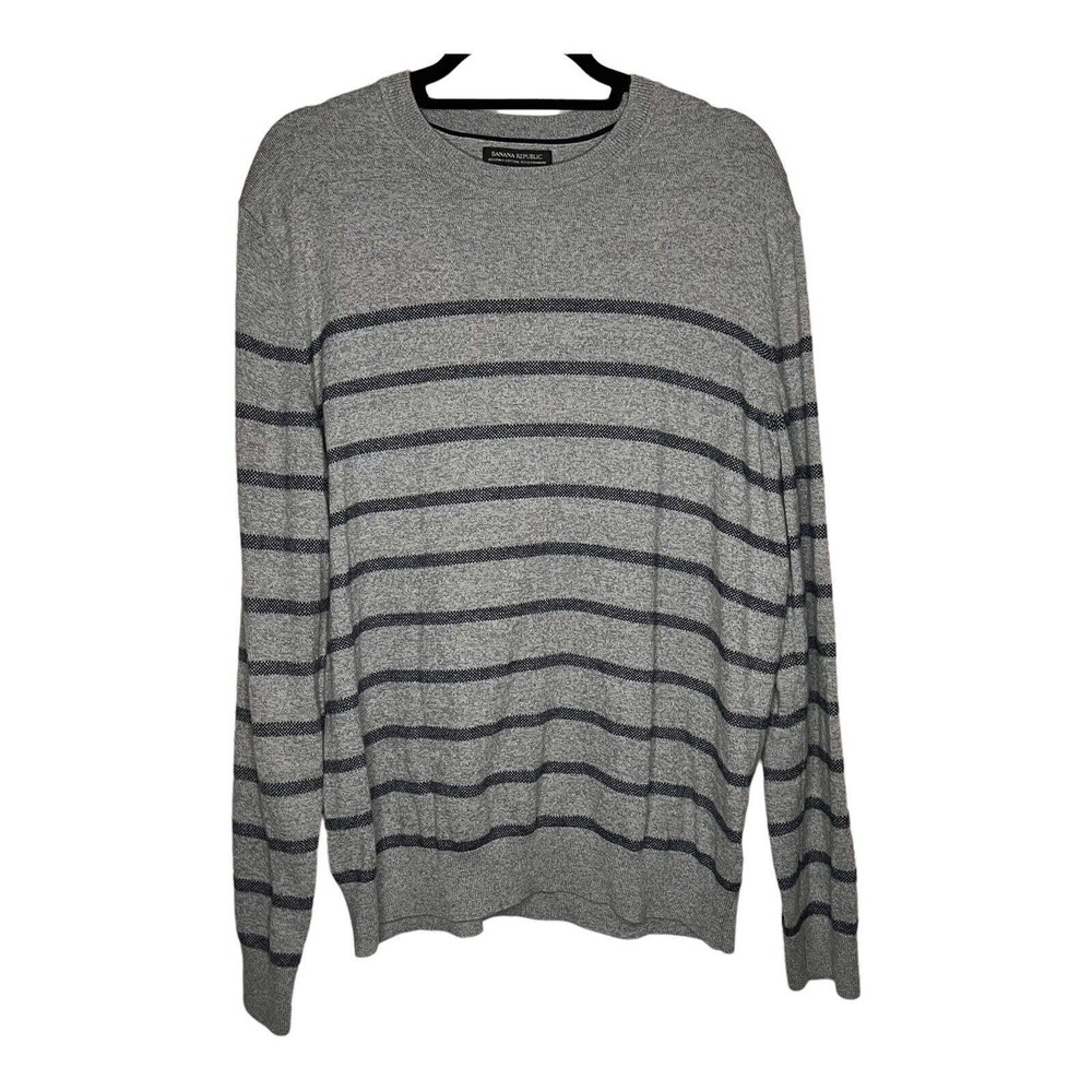 Banana Republic Men's Large Pima Cotton Cashmere Blend Casual Striped Sweater